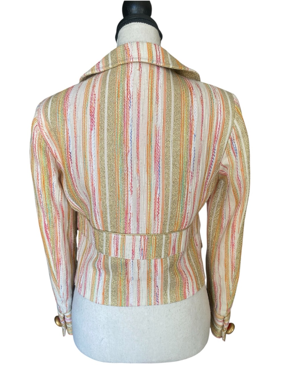 Vintage D&G Dolce & Gabbana IT 42 Metallic Striped Cropped Blazer Y2K - Picture 4 of 11